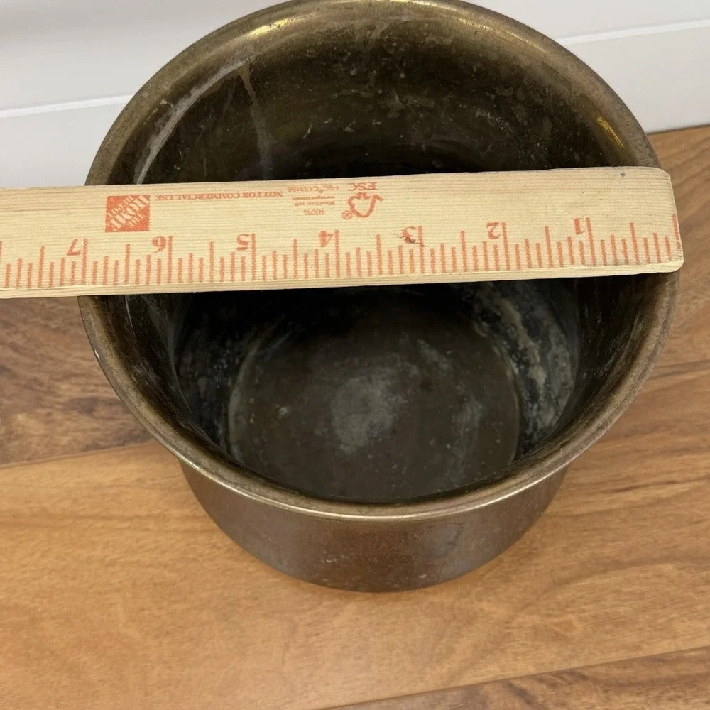 VTG Brass Planter Cachepot Pot With Handles Patina Cottagecore Boho Cauldron